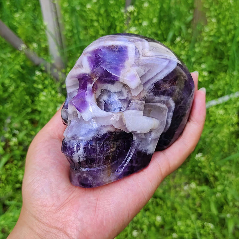 Olivenorma 10cm Natural Dream Amethyst Gemstone Decoration Crystal Skull