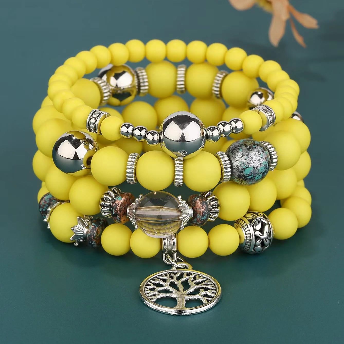 Olivenorma Bohemia Tree Of Life Beaded Bracelet Set