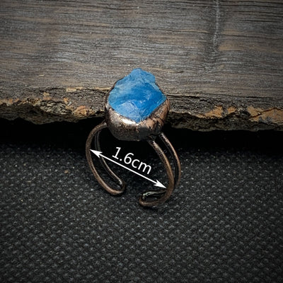 Olivenorma Natural Irregular Raw Stone Twelve Birthstone Adjustable Ring