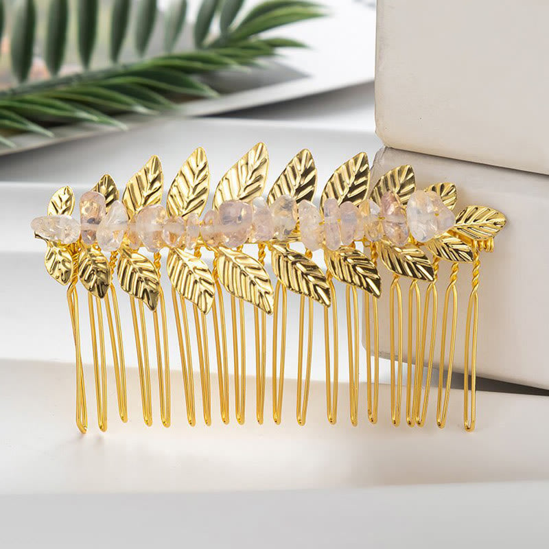 Olivenorma Natural Crystal Gemstone Hair Combs Hairpin