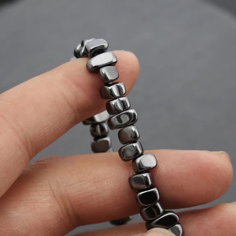 Olivenorma Irregular Hematite Adjustment Elastic Cord Bracelet