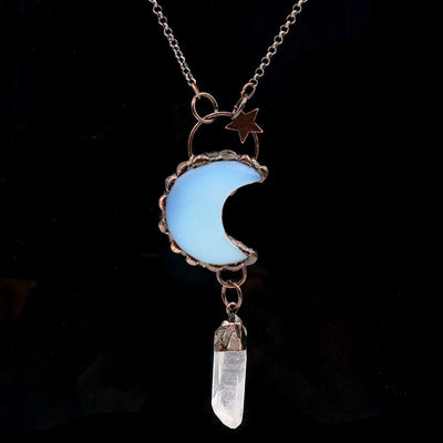 Olivenorma Crystal Moon Star Gemstone Pendant Necklace