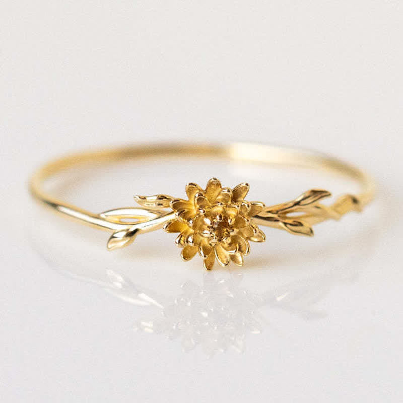 Olivenorma Dainty Statement Birth Flower Gold Ring