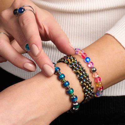 Olivenorma Dark Multicolor Crystal Glass Bead Bracelet