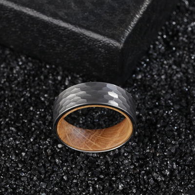 Olivenorma 8mm Tungsten Carbide Whiskey Barrel Wood Man Ring