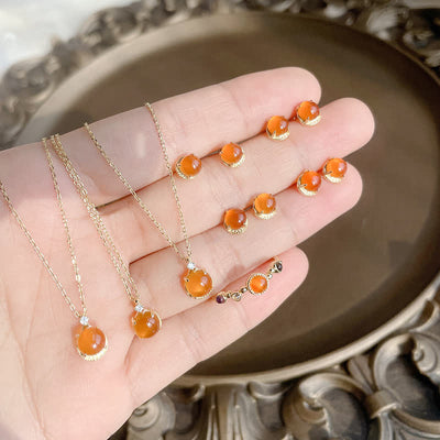 Olivenorma Natural Yellow Agate Jewelry Set