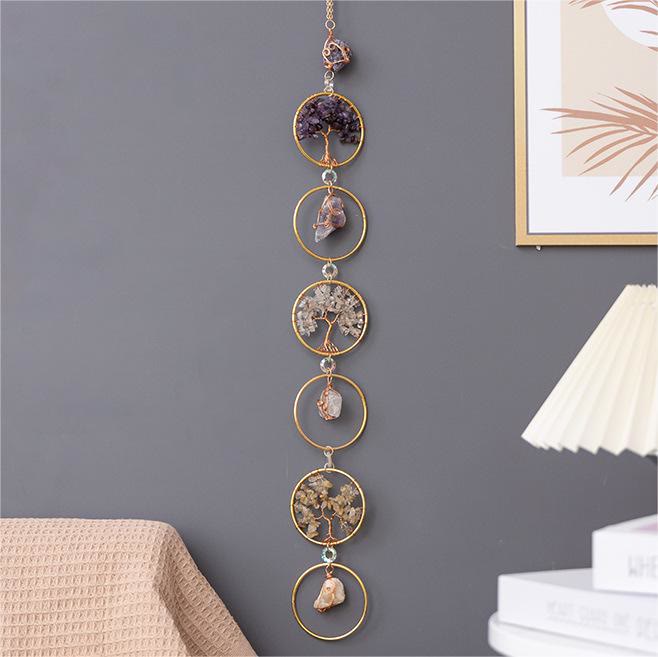 Olivenorma Crystal Tree of Life 6 Rings Wall Decor Ornament