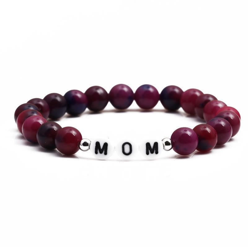 Olivenorma "MOM" Pink Tiger Eye Beaded Bracelet