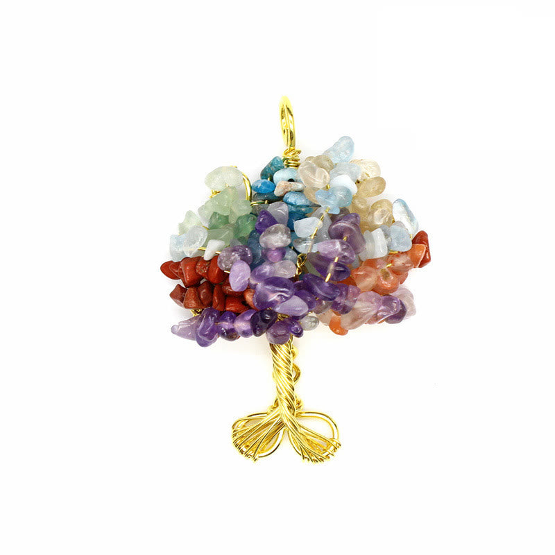 Olivenorma Crystal Gravel Chakra Tree Of Life Necklace Pendant