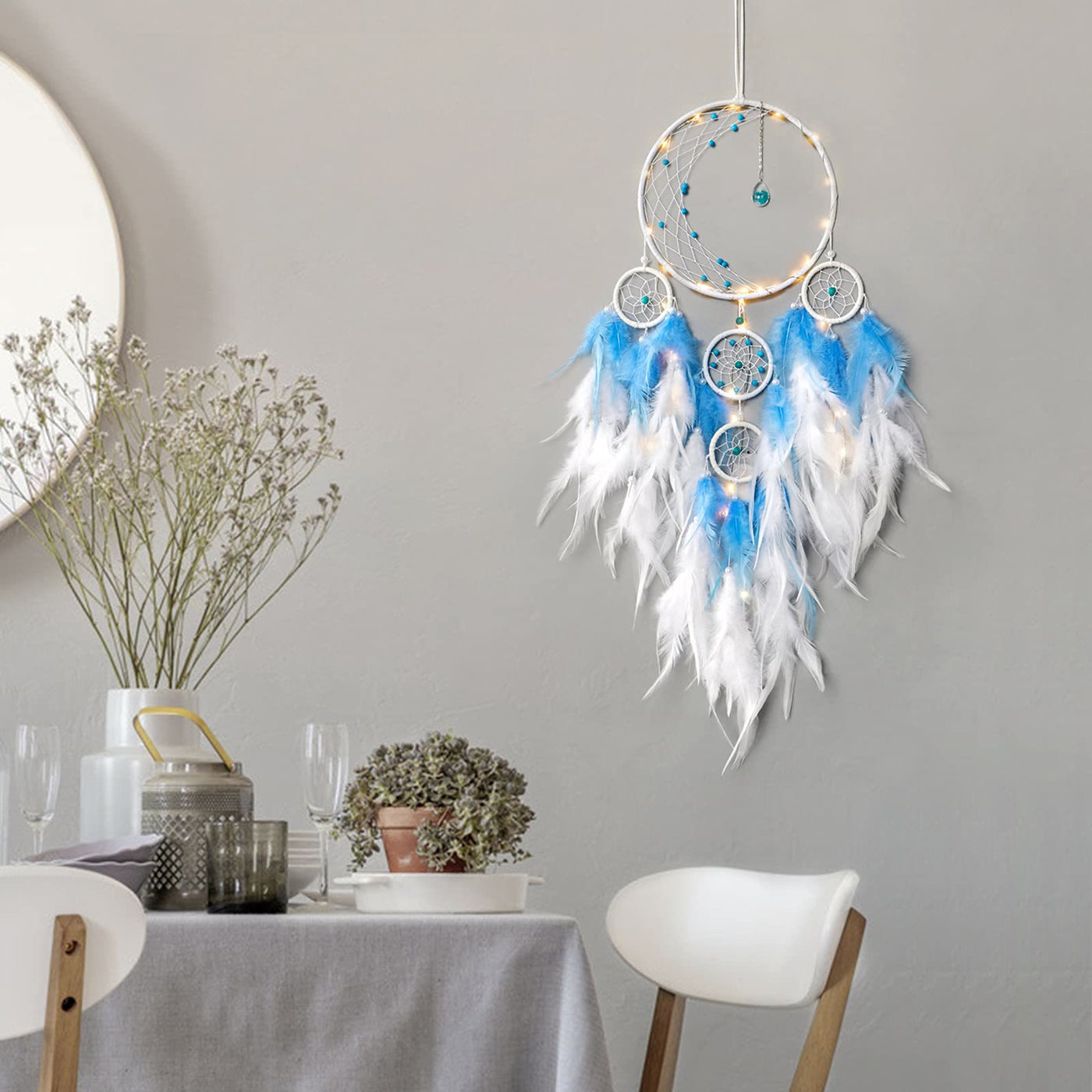 Olivenorma Half Circle Moon Decor With Lights Dream Catcher