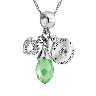 Olivenorma Diamond Heart Pendant Birthstone Necklace