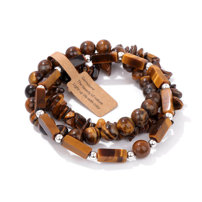 Olivenorma Natural Stone Irregular Three Layer Bracelet Set