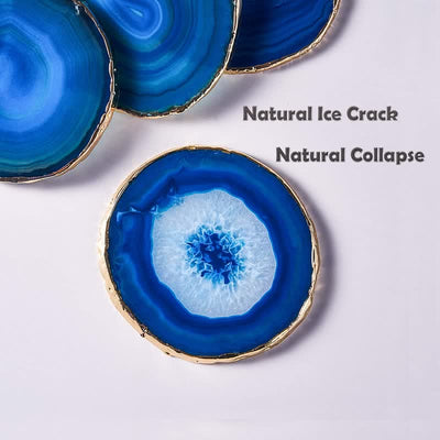 Olivenorma Blue Agate Coaster Gemstone Decoration