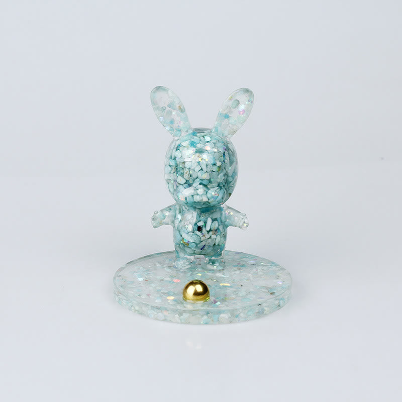 Olivenorma Natural Crystal Gravel Epoxy Rabbit Mobile Phone Holder