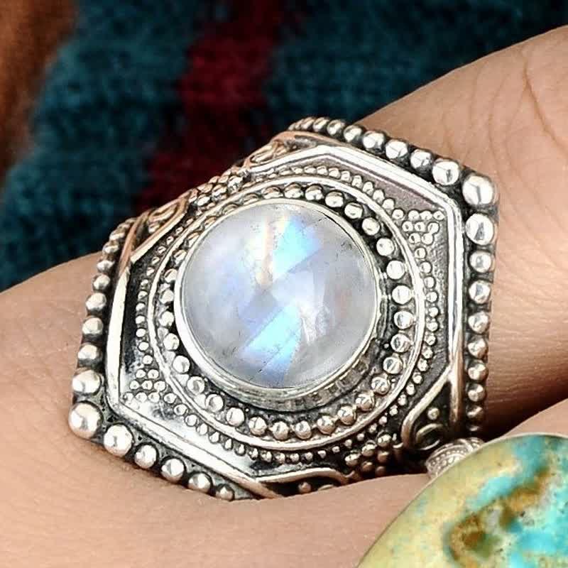 Bohemia Retro Moonstone Silver Ring