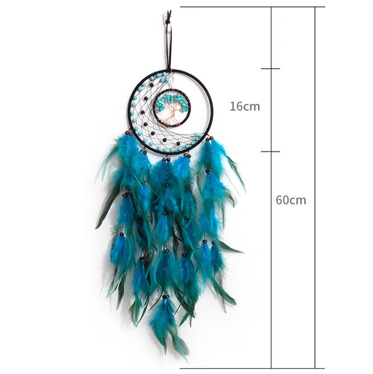 Olivenorma LED Turquoise Tree Of Life Feather Dream Catcher