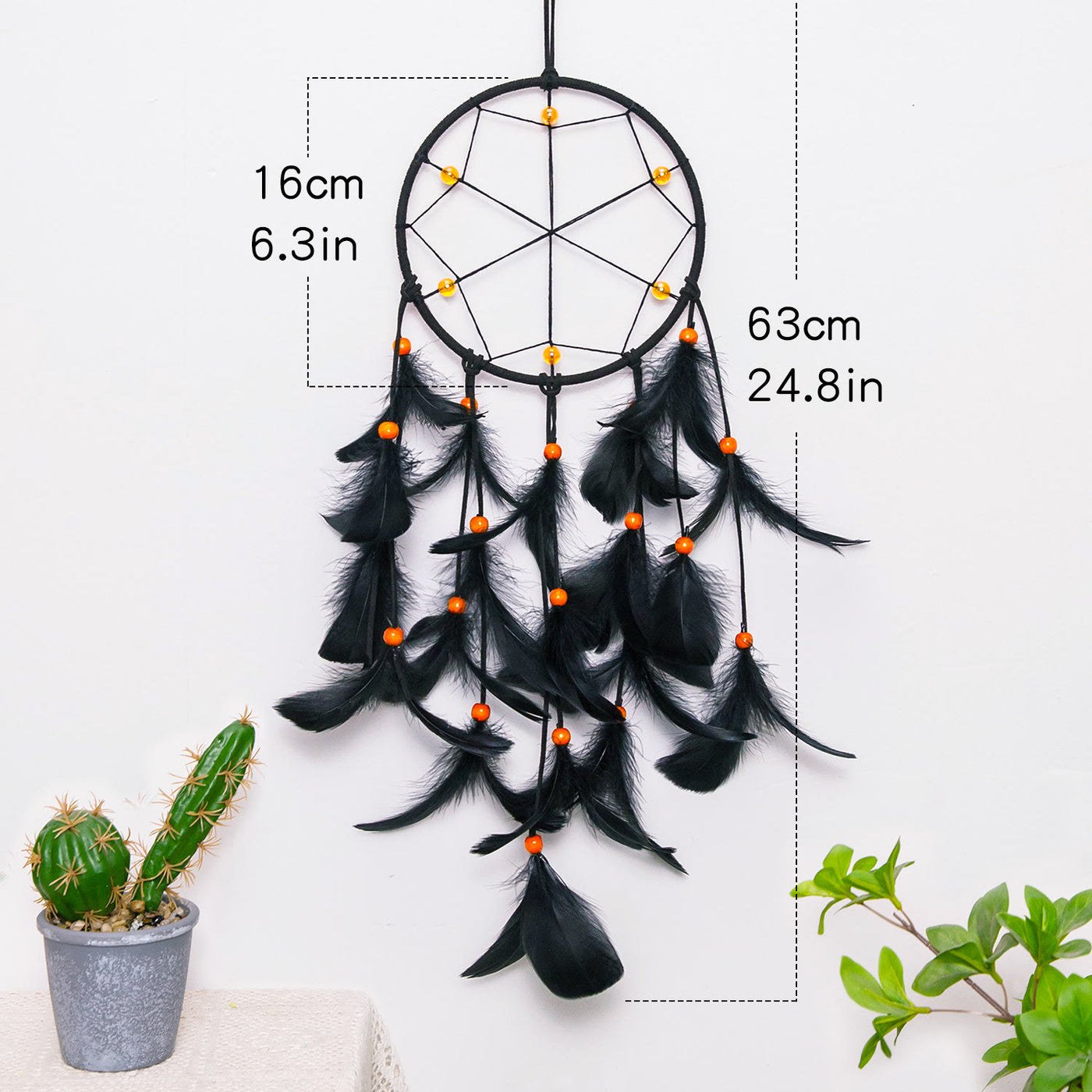 Olivenorma Black Feather Orange Beads Halloween Dream Catcher