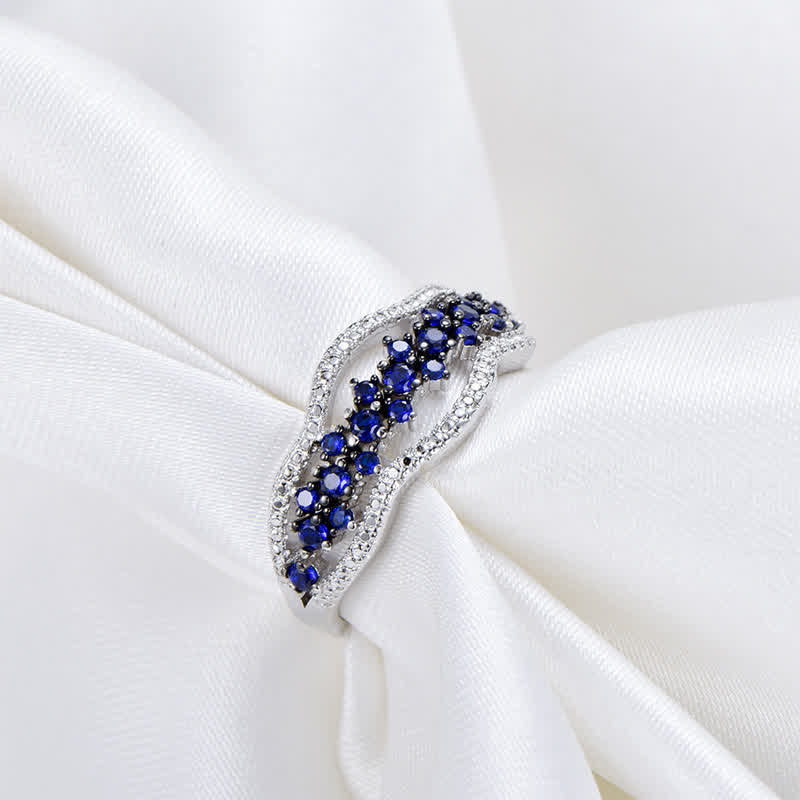 Olivenorma Creative Hollow Sapphire Blue Zircon Ring