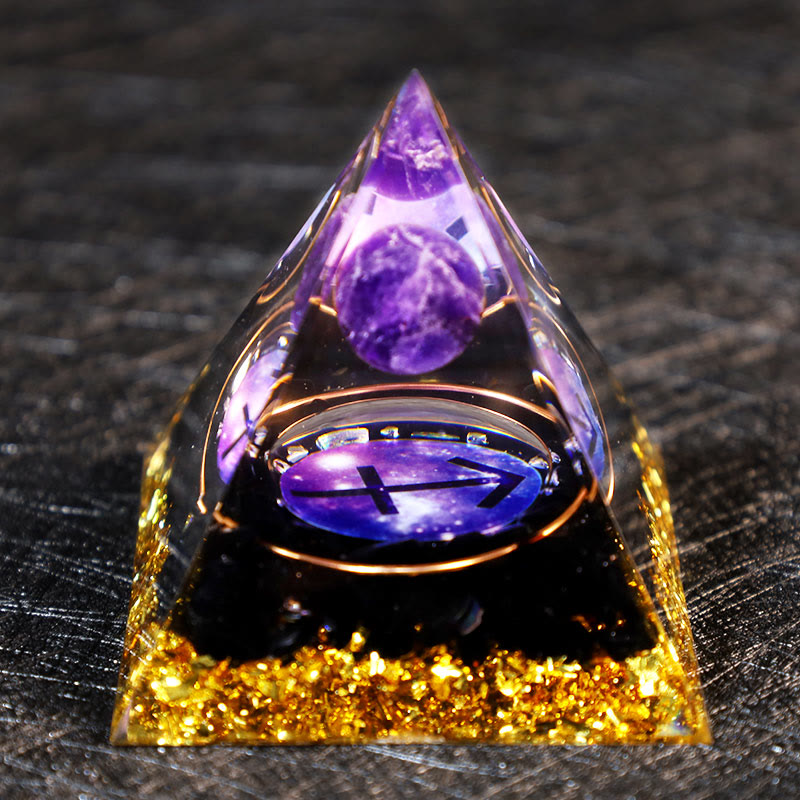 Olivenorma Amethyst Ball Obsidian Gravel Zodiac Sagittarius Orgone Pyramid