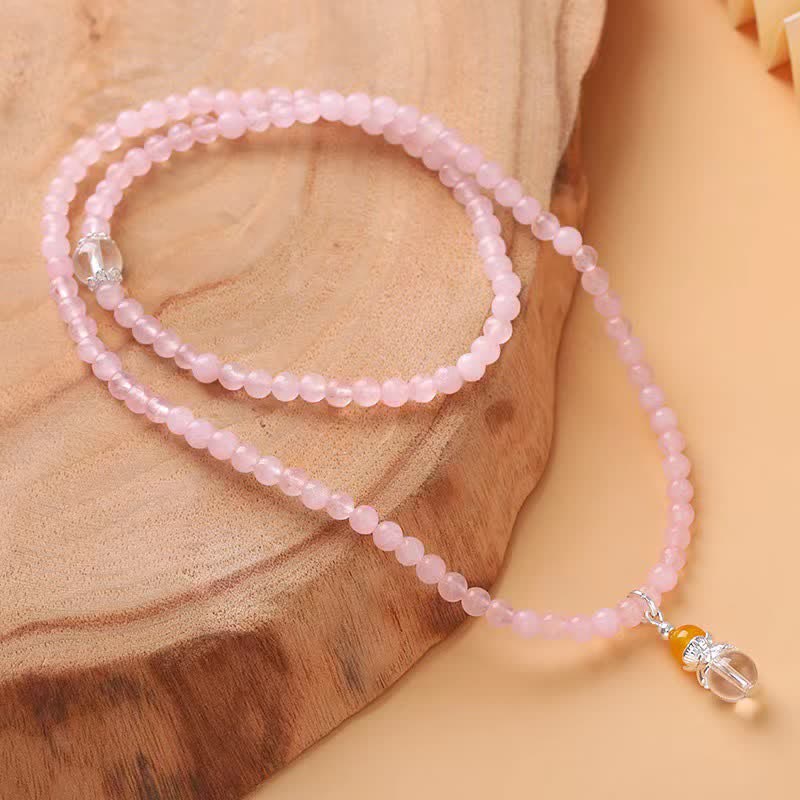 Olivenorma Rose Quartz Clear Crystal Citrine Beaded Necklace