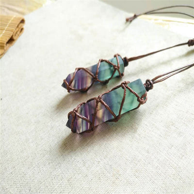 Olivenorma Natural Fluorite Hexagonal Prism Gemstone Necklace