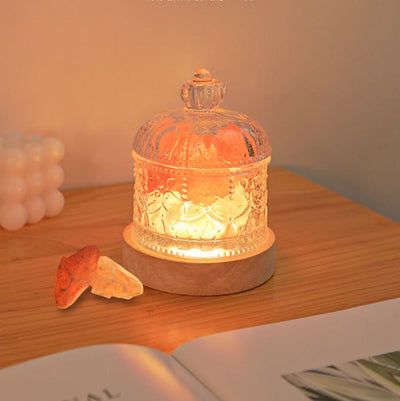 Olivenorma Diffuser Stone Carved Glass Cup Crystal Aromatherapy Lamp