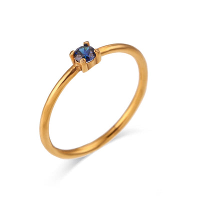 Olivenorma Simple Birthstone Stainless Steel Plated 18k Ring