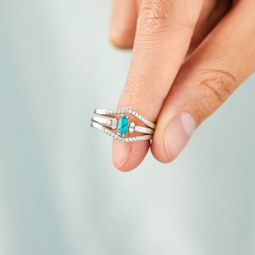 Olivenorma Vintage Turquoise Two-piece Ring - image 4