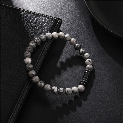 Olivenorma 6mm Natural Stone Beads Mens Bracelet