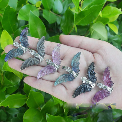 Olivenorma Natural Rainbow Fluorite Butterfly Ring