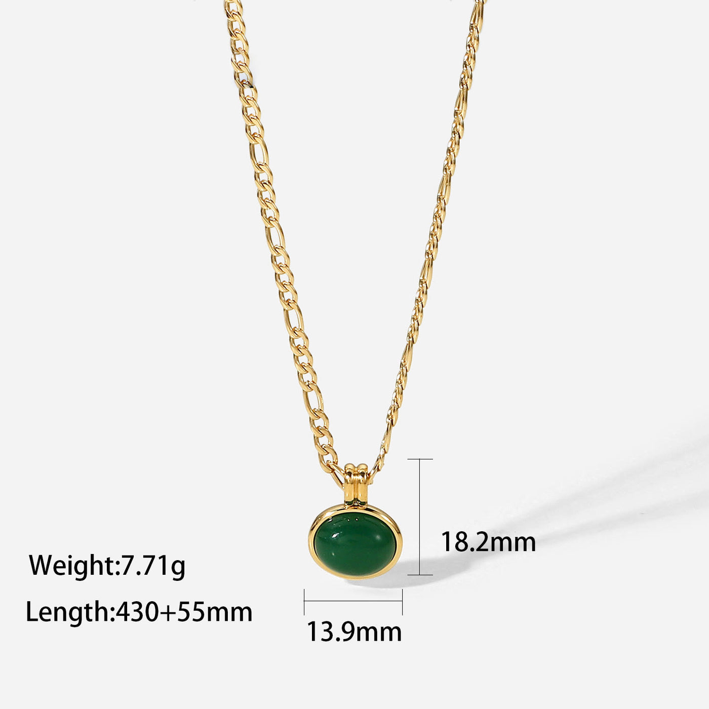 Olivenorma 14k Green Aventurine Jade Oval Pendant Clavicle Necklace