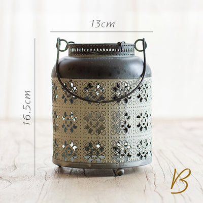 Olivenorma Distressed Iron Hollow Lantern Candle Holder