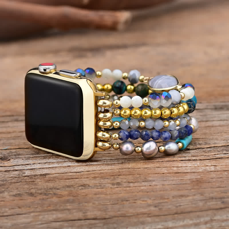 Olivenorma White Agate Natural Stone Beads Apple Watch Strap