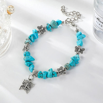 Olivenorma Colorful Crystal Rubble Butterfly Charm Bracelet