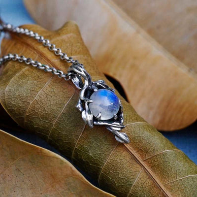 Olivenorma Moonstone Flame Drop Pendant Necklace