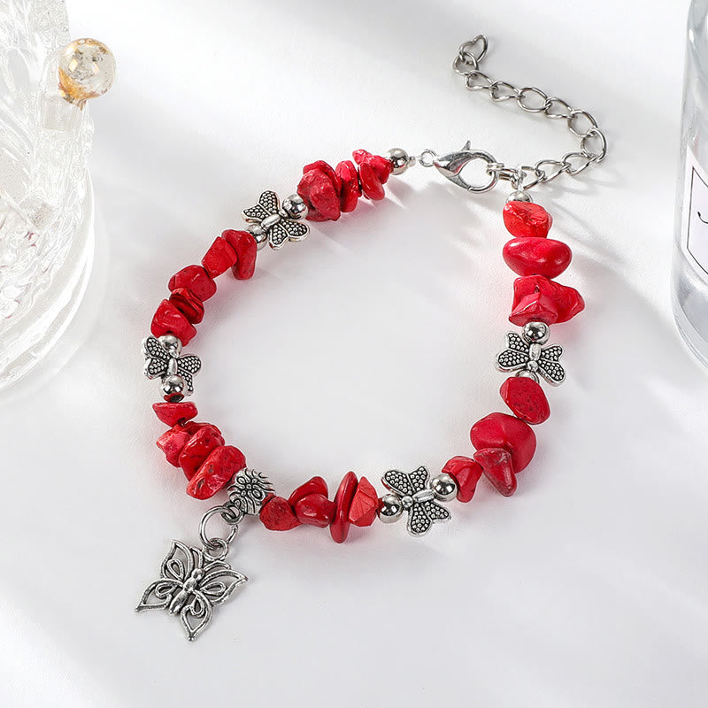 Olivenorma Colorful Crystal Rubble Butterfly Charm Bracelet