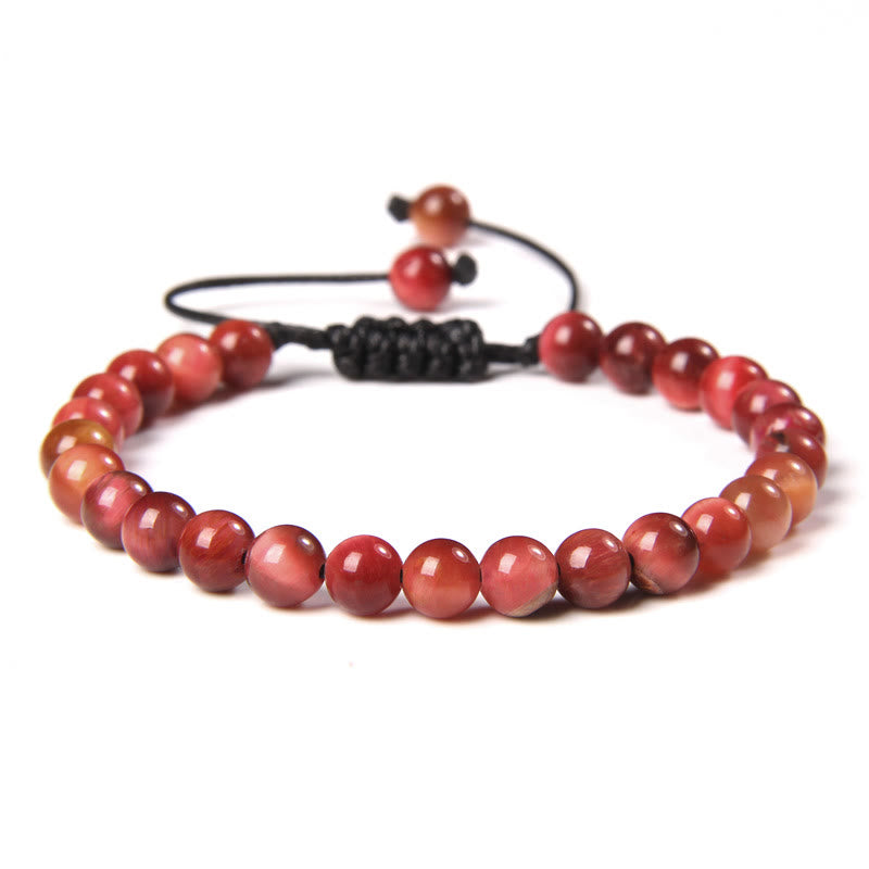 Olivenorma Natural 6mm Stone Beads Braided Wrap Bracelet