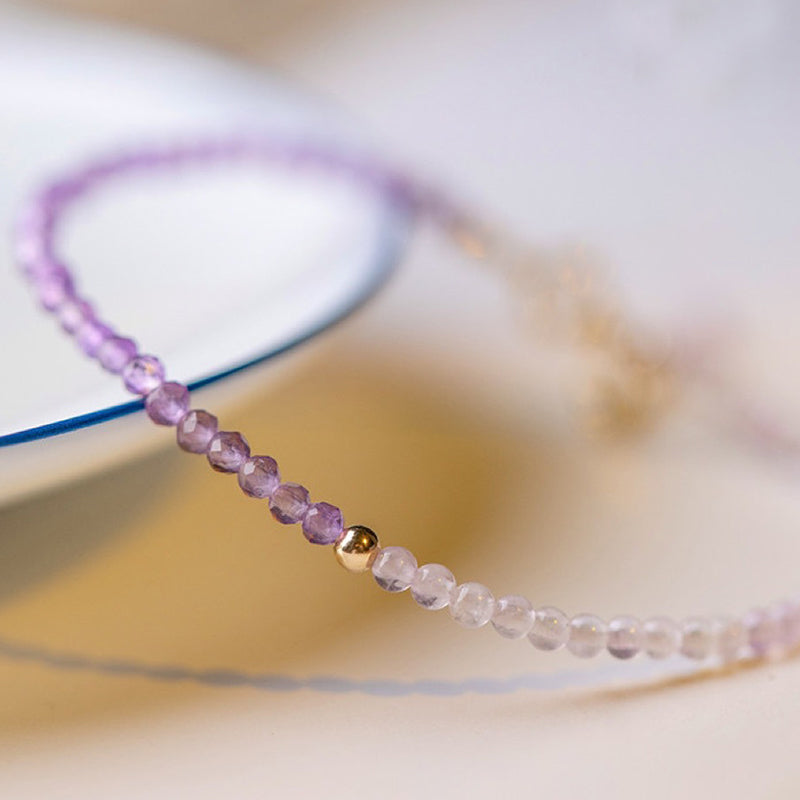 Wisteria - Amethyst With Clear Crystal Healling Gemstone Bracelet