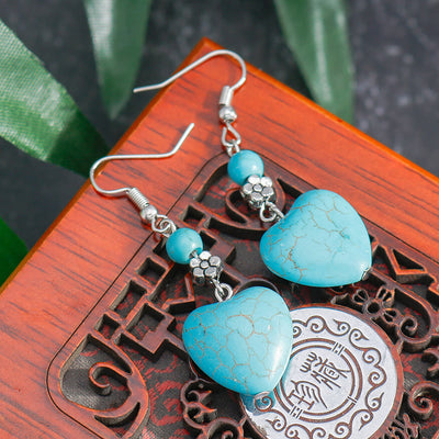 Olivenorma Turquoise Heart Drop Earrings