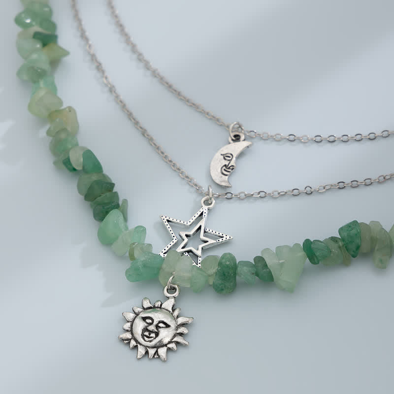 Olivenorma Natural Stone Star Moon Sun Pendant Necklace