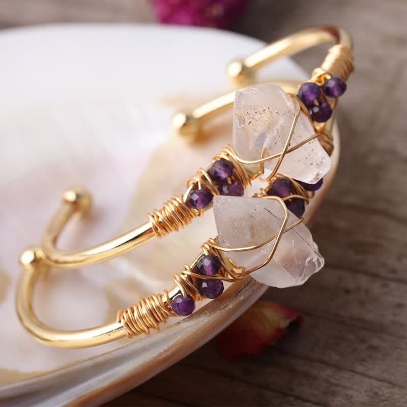 Olivenorma Clear Crystal Golden Wire Gemstone Bracelet