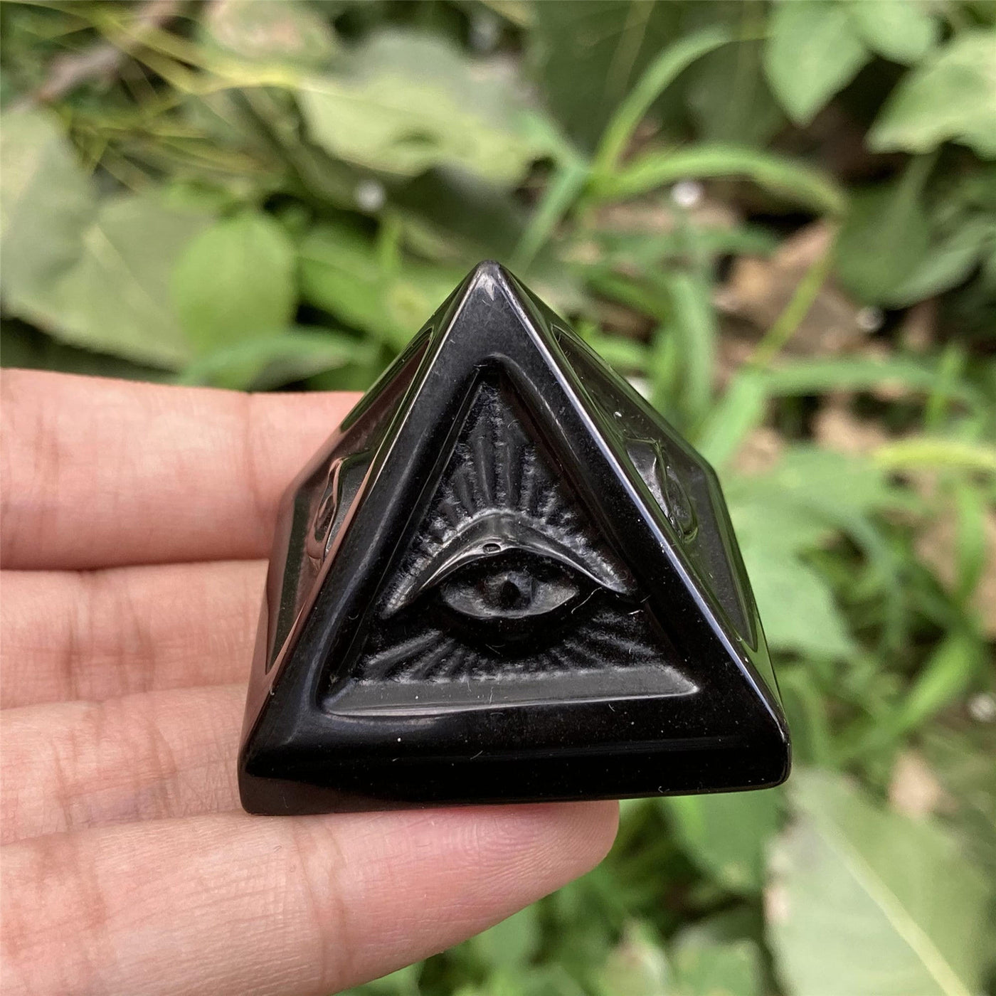 Olivenorma Obsidian Orgone Pyramid Gemstone Decoration