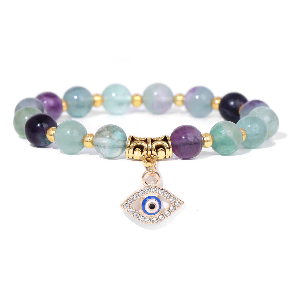 Olivenorma Natural Stone Beaded Evil Eye Pendant Bracelet