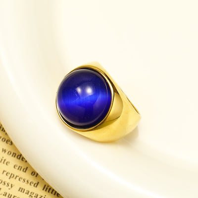 Olivenorma Large Cat's Eye Stone Gemstone Ring