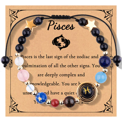 Olivenorma Blue Sandstone Natural Stone Beaded Zodiac Bracelet