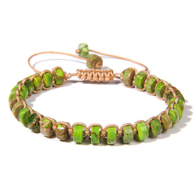 Olivenorma Natural Stone Wheel Bead Woven Bracelet