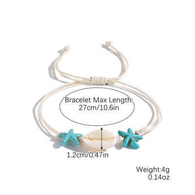 Olivenorma White Turquoise Starfish Turtle Pendant Beach Bracelet