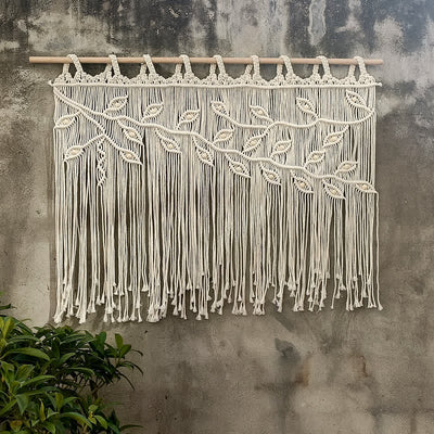 Olivenorma Leaf Shape Macrame Woven Tapestry Wall Hanging Decor