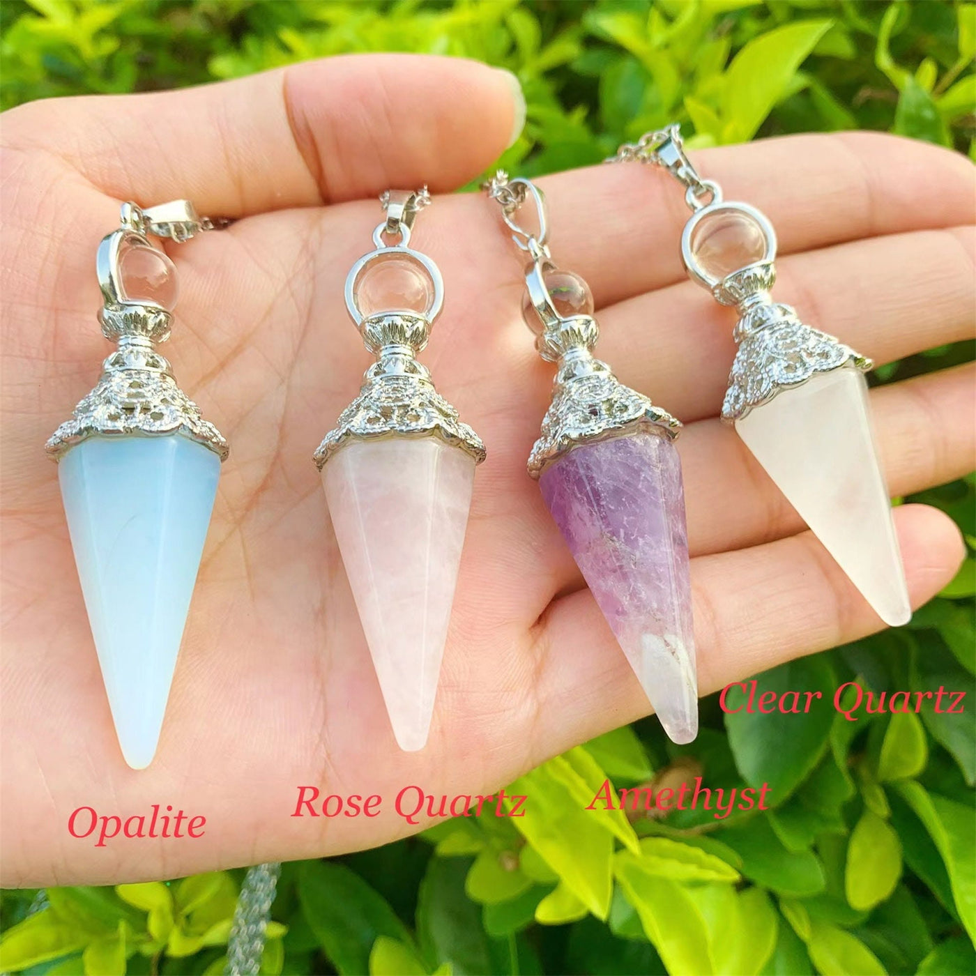 Olivenorma Healing Crystal Point Pendant Necklaces