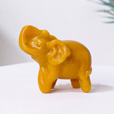 Olivenorma Natural Crystal Elephant Carving Ornament Gemstone Decoration - Yellow Jade - image 25
